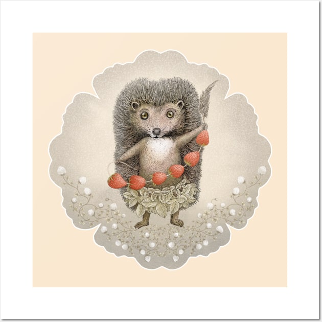 Hedgehog Presents from forest Wall Art by ruta13art